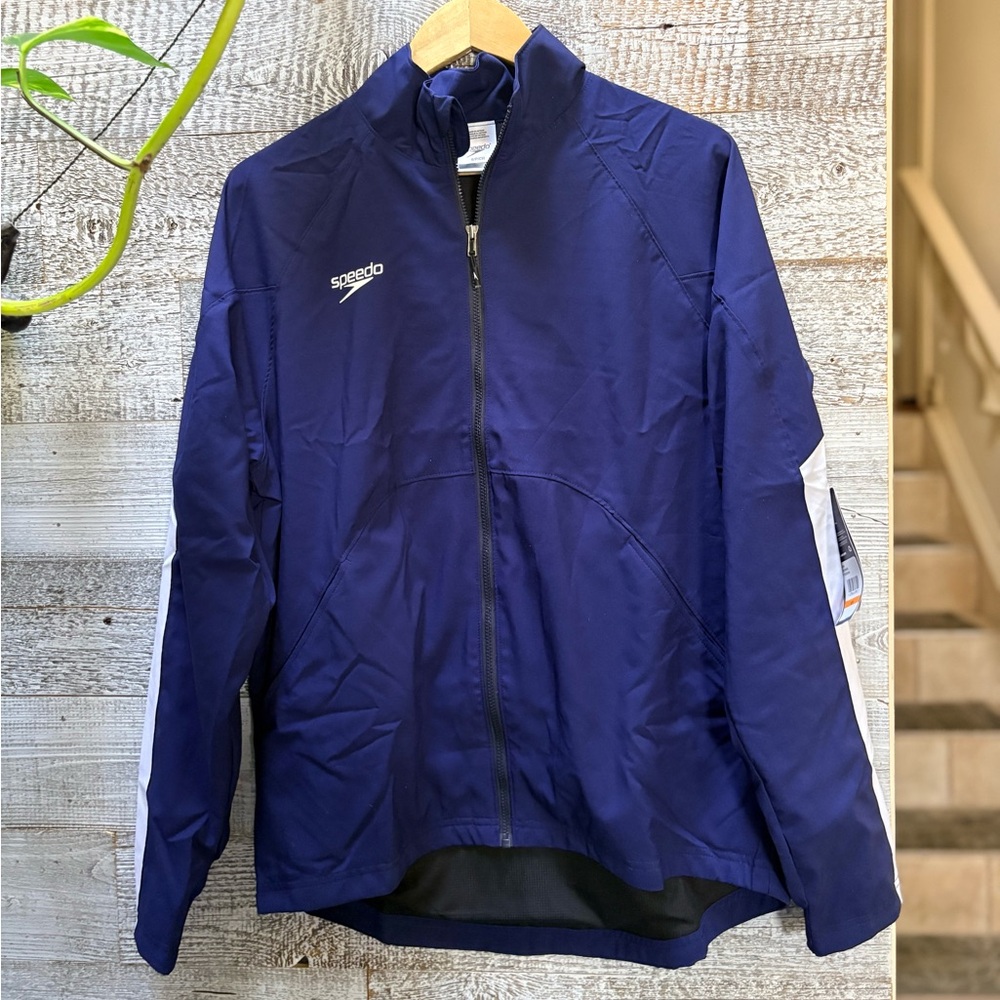 Speedo | NWT Lightweight Edge Warm-Up Tech Jacket - Men's S, Blue/White